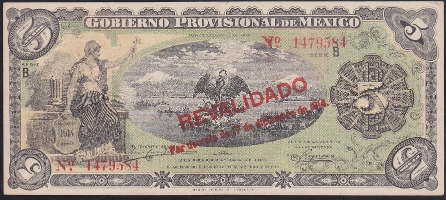 MEKSİKA 5 PESOS 1914 ÇÇT +