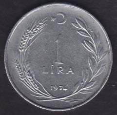 1974 Yılı 1 Lira Düz