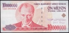 7.Emisyon 10 000 000 Lira C45 395310 Çok Temiz+