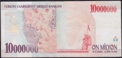 7.Emisyon 10 000 000 Lira C45 395310 Çok Temiz+