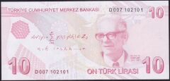 9.Emisyon 4.Tertip 10 Lira D007 102101 Çil