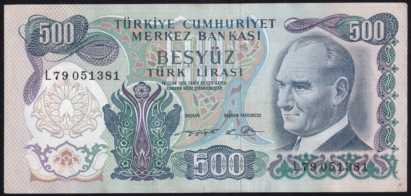 6.Emisyon 2.Tertip 500 Lira L79 051381 Ççt Çilaltı