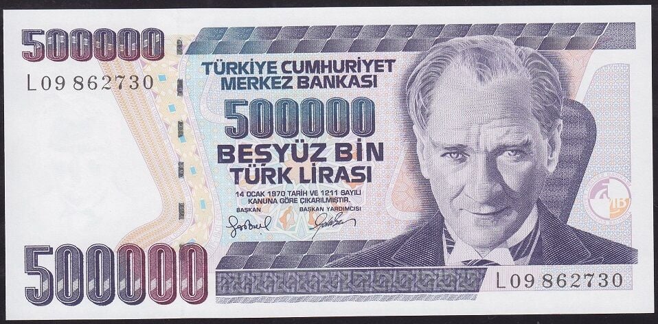 7.Emisyon 4.Tertip 500.000 Lira L09 862730 Çil