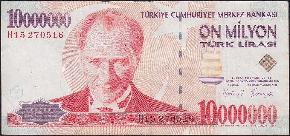 7.Emisyon 10 000 000 Lira H15 270516 Çok Temiz