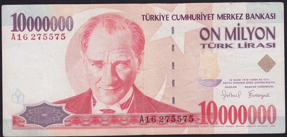 7.Emisyon 10 000 000 Lira A16 275575 Çok Temiz