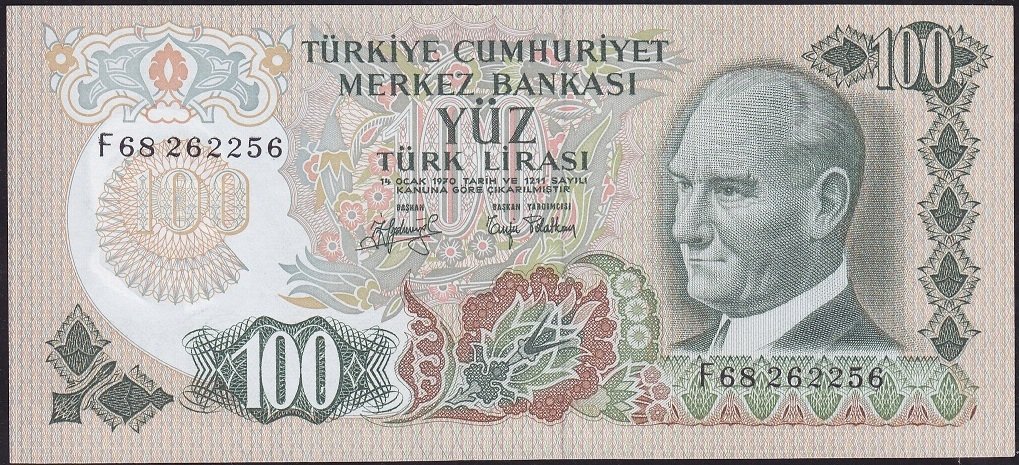 6.Emisyon 2.Tertip 100 Lira F68 262256 Çilaltı