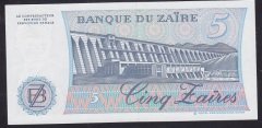 Zaire 5 Zaires 1985 Çil Pick 26A