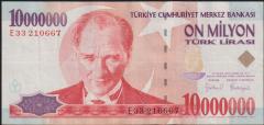 7.Emisyon 10 000 000 Lira E33 210667 Çok Temiz+