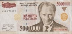 7.Emisyon 5 000 000 Lira G17 394690 Çok Çok Temiz+