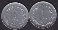 1974 Yılı 1 Lira (Ters Düz Takım)