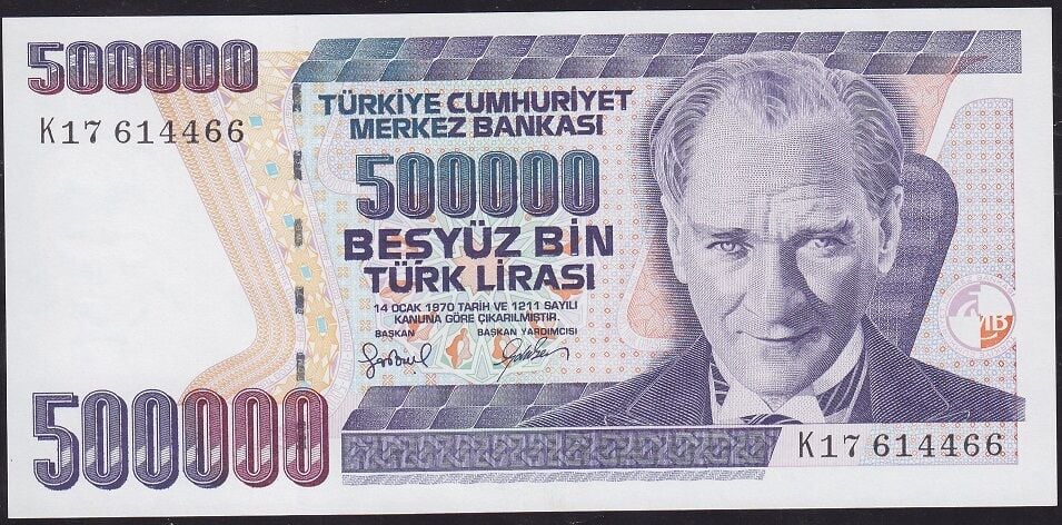 7.Emisyon 4.Tertip 500.000 Lira K17 614466 Çilaltı Çil