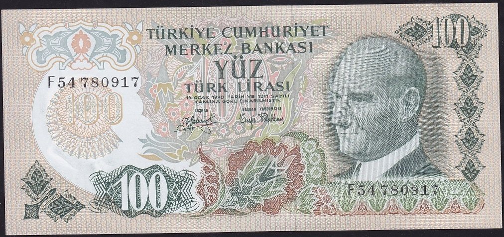6.Emisyon 2.Tertip 100 Lira F54 780917 Çilaltı