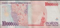 7.Emisyon 10 000 000 Lira E32 096342 Çok Temiz+