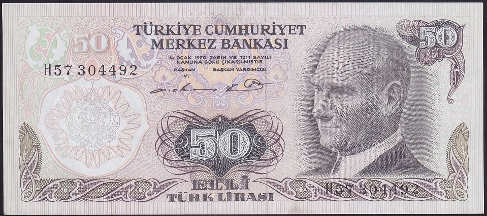 6.EMİSYON 1.TERTİP 50 LİRA H57 304492 ÇİLALTI