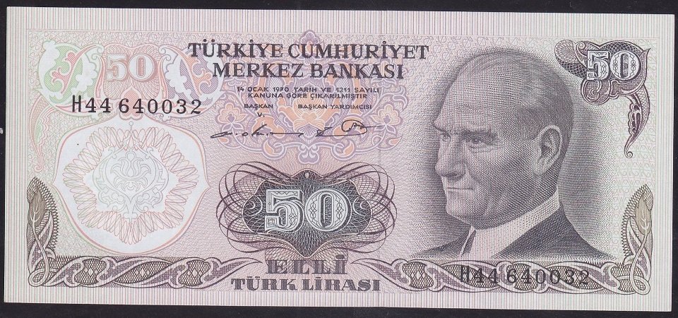 6.EMİSYON 1.TERTİP 50 LİRA H44 640032 ÇİLALTI