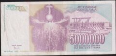 Yugoslavya 5.000.000 Dinar 1993 Çok Temiz+ ( 7777 )