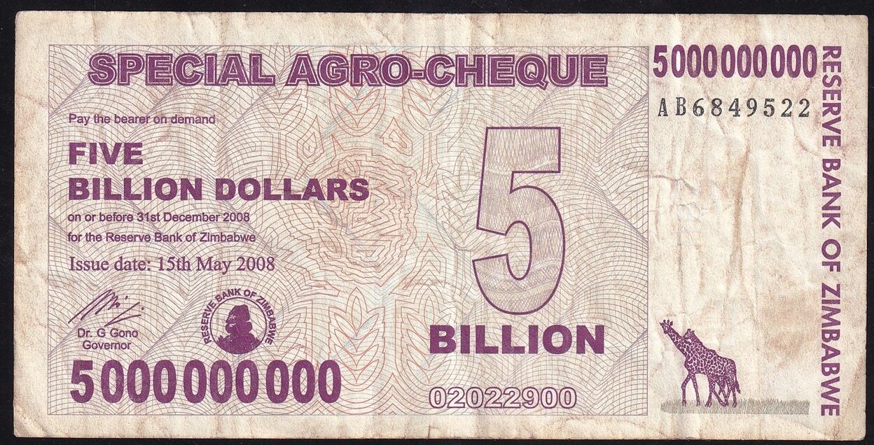 Zimbabwe 5000000000 Dolar 2008 Çok Temiz Pick 61