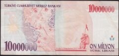 7.Emisyon 10 000 000 Lira H11 037155 Çok Temiz+