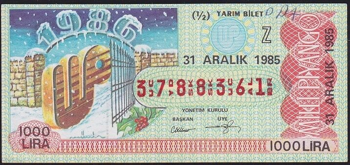 1985 31 Aralık Yarım Bilet - Z Serisi