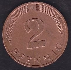 Almanya 2 Pfennig 1980 D