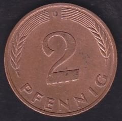 Almanya 2 Pfennig 1980 D