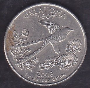 Amerika Çeyrek Dolar 2008 Hatıra Oklahama