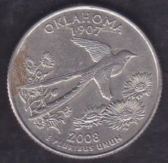 Amerika Çeyrek Dolar 2008 Hatıra Oklahama
