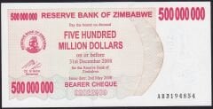 Zimbabwe 500000000 Dolar 2008 Çilaltı AB - Pick 60