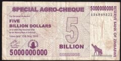 Zimbabwe 5000000000 Dolar 2008 Çok Temiz Pick 61