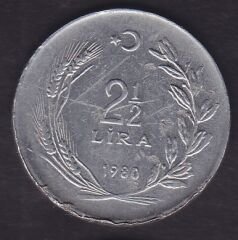 1980 Yılı 2.5 Lira Düz