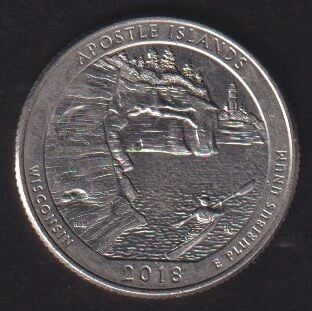 Amerika Çeyrek Dolar 2018 P Hatıra Apostle Adaları Ulusal Göl Kıyısı