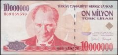 7.Emisyon 10 000 000 Lira H09 359570 Çok Temiz+
