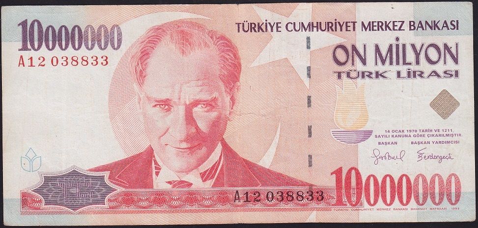 7.Emisyon 10 000 000 Lira A12 038833 Çok Temiz