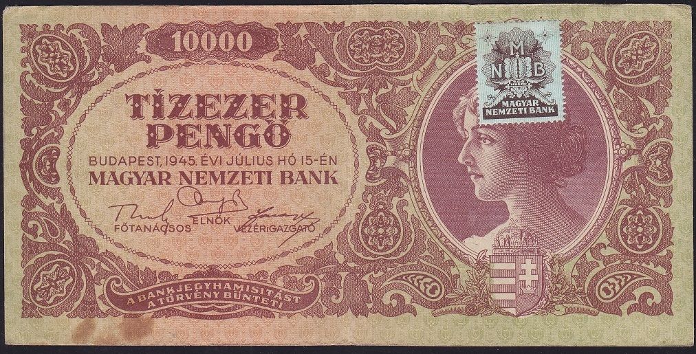 Macaristan 10000 Pengo 1945 Çok Çok Temiz