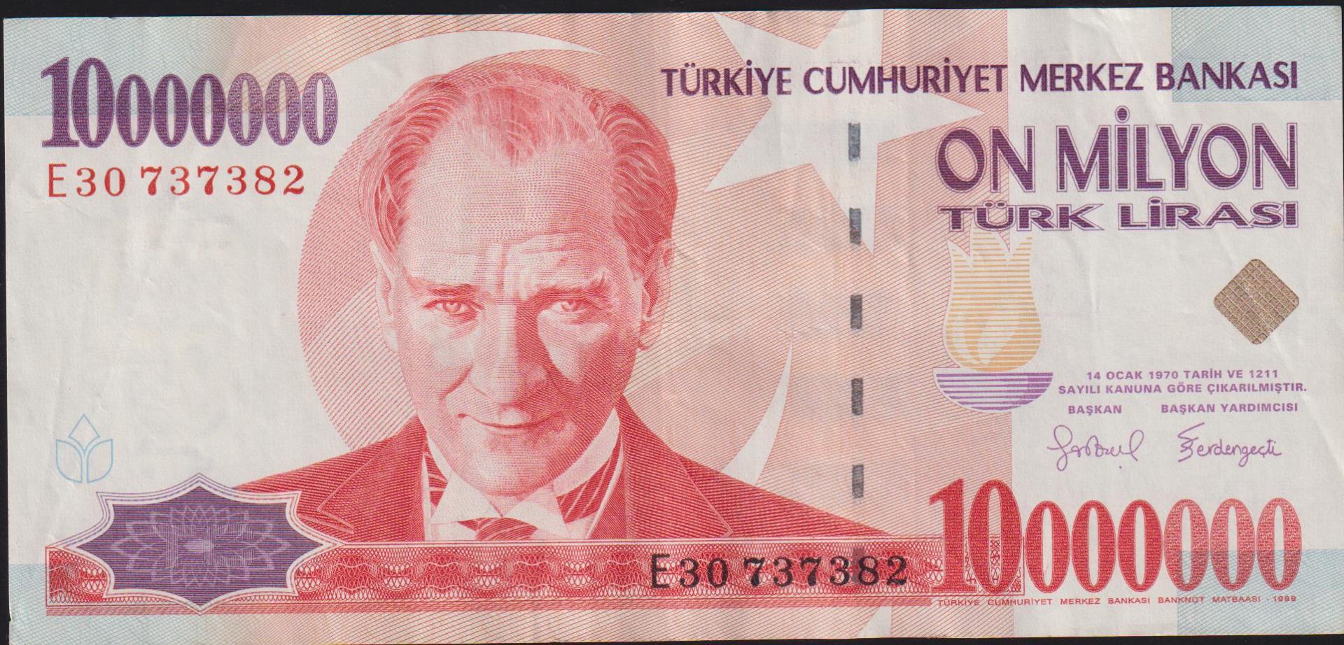 7.Emisyon 10 000 000 Lira E30 737382 Çok Temiz+