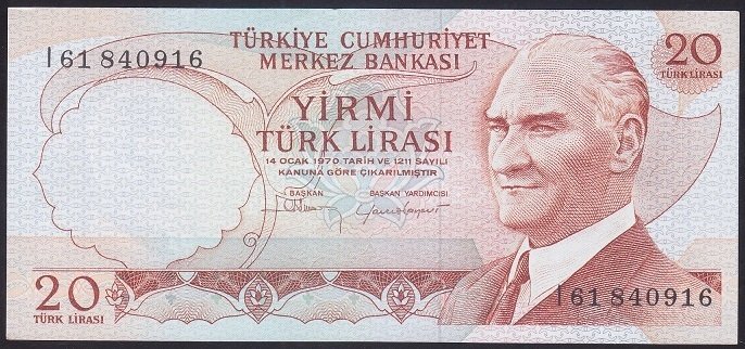 6.EMİSYON 4.TERTİP 20 LİRA I61 840916 ÇİLALTI