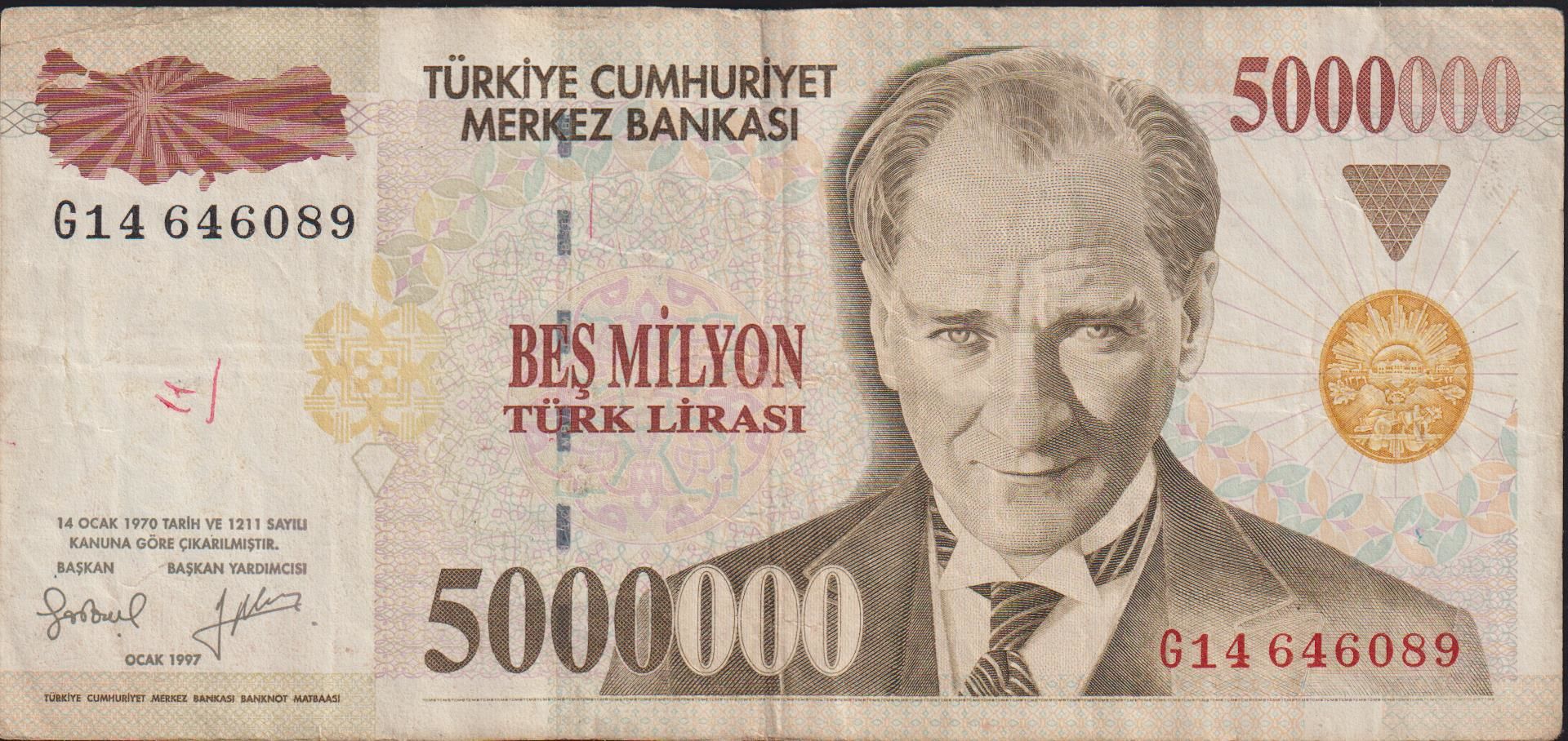 7.Emisyon 5 000 000 Lira G14 646089 Çok Temiz