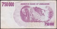 Zimbabwe 750.000 Dolar 2008 Çok Temiz+