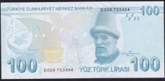 9.Emisyon 3.Tertip 100 Lira D008 733434 Çilaltı Çil