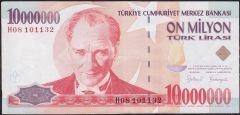 7.Emisyon 10 000 000 Lira H08 101132 Çok Çok Temiz