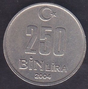 2004 Yılı 250 Bin lira Çok temiz