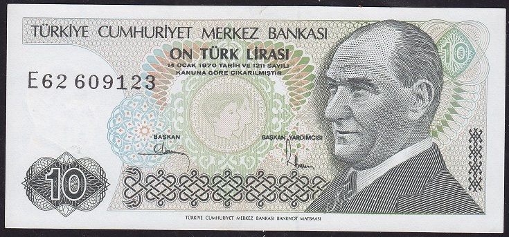 7.Emisyon 2.Tertip 10 Lira E62 609123 Çilaltı