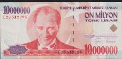 7.Emisyon 10 000 000 Lira E29 512295 Çok Temiz+