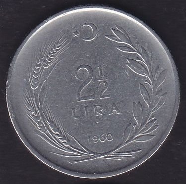 1960 Yılı 2.5 Lira Düz