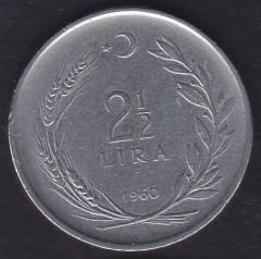 1960 Yılı 2.5 Lira Düz