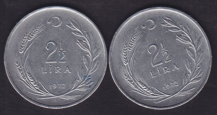 1972 Yılı 2.5 Lira (Ters Düz Takım)