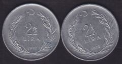 1972 Yılı 2.5 Lira (Ters Düz Takım)