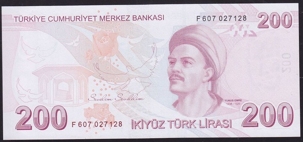 9.Emisyon 5.Tertip 200 Lira F607 027128 Çil