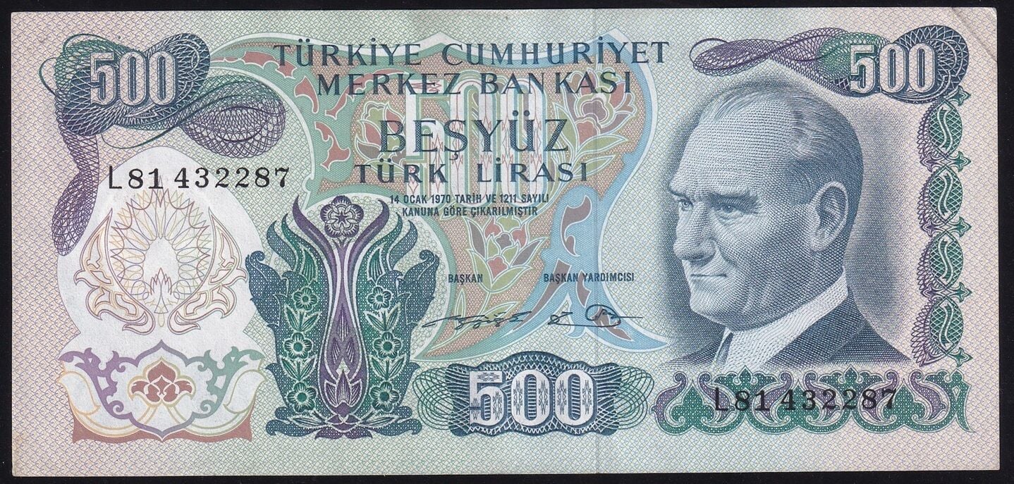 6.Emisyon 2.Tertip 500 Lira L81 432287 Çilaltı