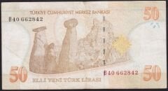 8.Emisyon 50 YTL B40 662842 Çok Temiz+